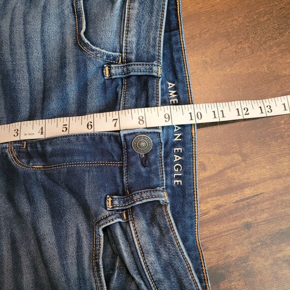 American Eagle Jeans 4 L Next Level Stretch Jegging Low Rise Medium Dark Denim - Picture 9 of 12